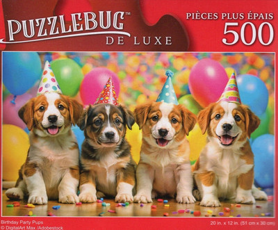 Birthday Party Pups  - 500 Pieces Jigsaw Deluxe Puzzle