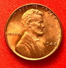 1948-P Lincoln Wheat Cent Penny GEM RED BU From an Original Bank Roll