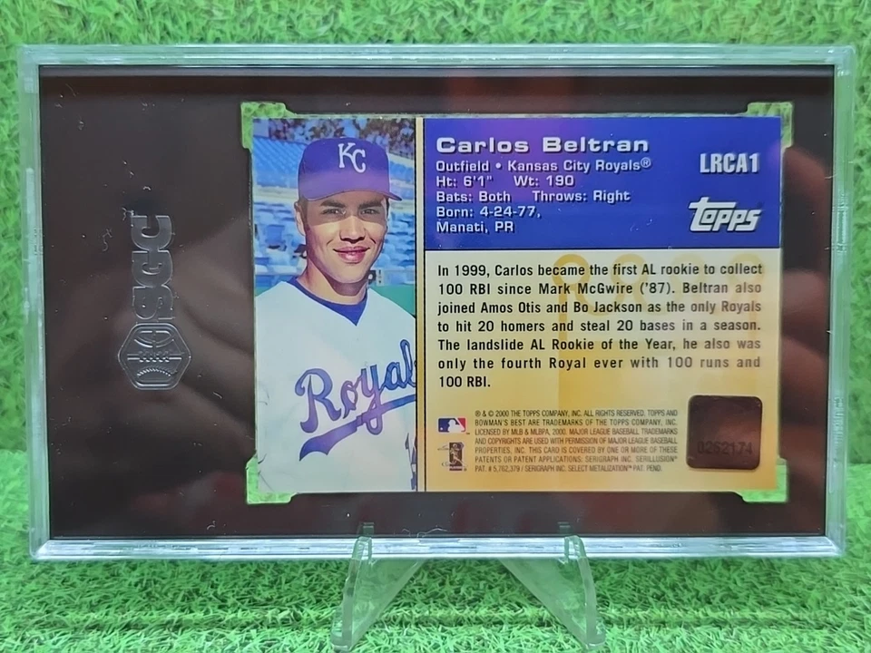 Bowman's Best Carlos Beltrán Locker Room Royals 2000 con tarjeta automática SGC 7 Foto 2 de 2