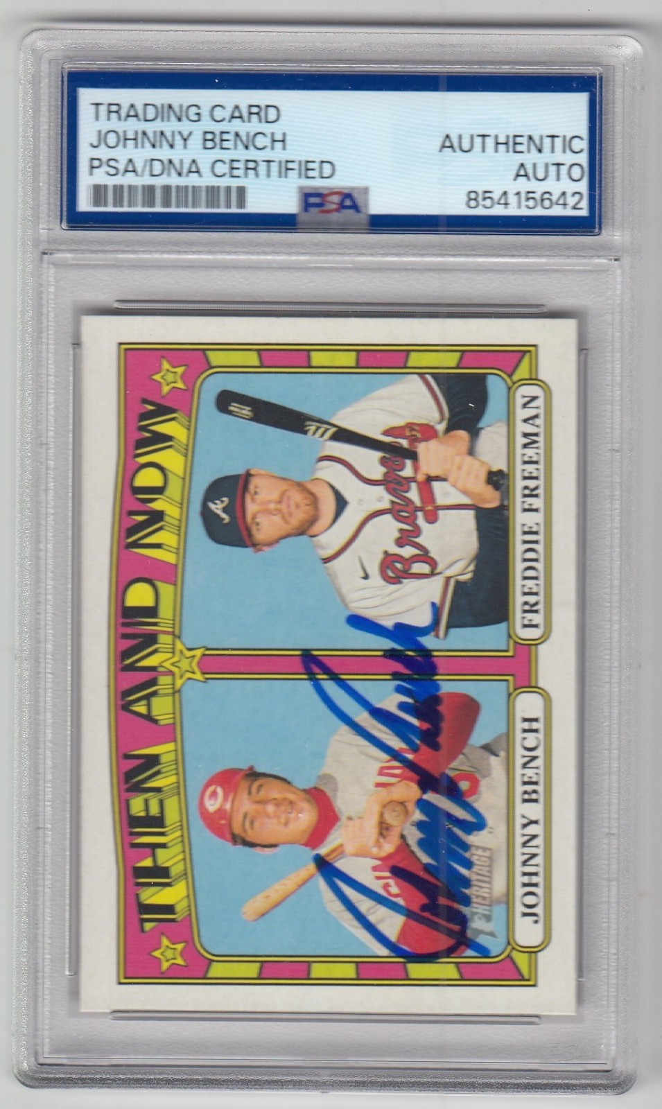 2021 Topps Heritage Johnny Bench SIGNED AUTOGRAPHED # TN 7 Reds PSA DNA