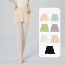 Women Ballet Skirt Adult Short Wrap Chiffon Skirt Lace Up Ballet Dance Wear