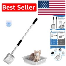 32-Inch Long Handle Metal Cat Litter Scoop: Comfort  Efficiency