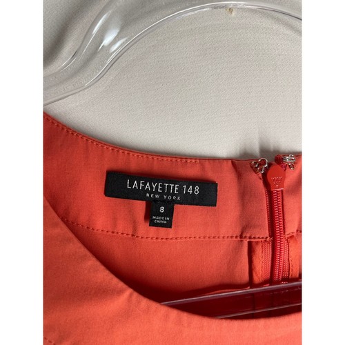Camicetta LAFAYETTE 148 Malina senza maniche hi low popeline plissettata schiena arancione taglia 8 - Foto 2 di 4