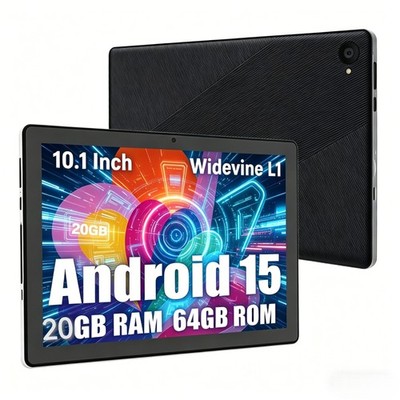 Android 15 Tablet 20GB(3+17) RAM 64GB ROM IPS LCD HD Wi-Fi 6 Widevine L1 NETFILX