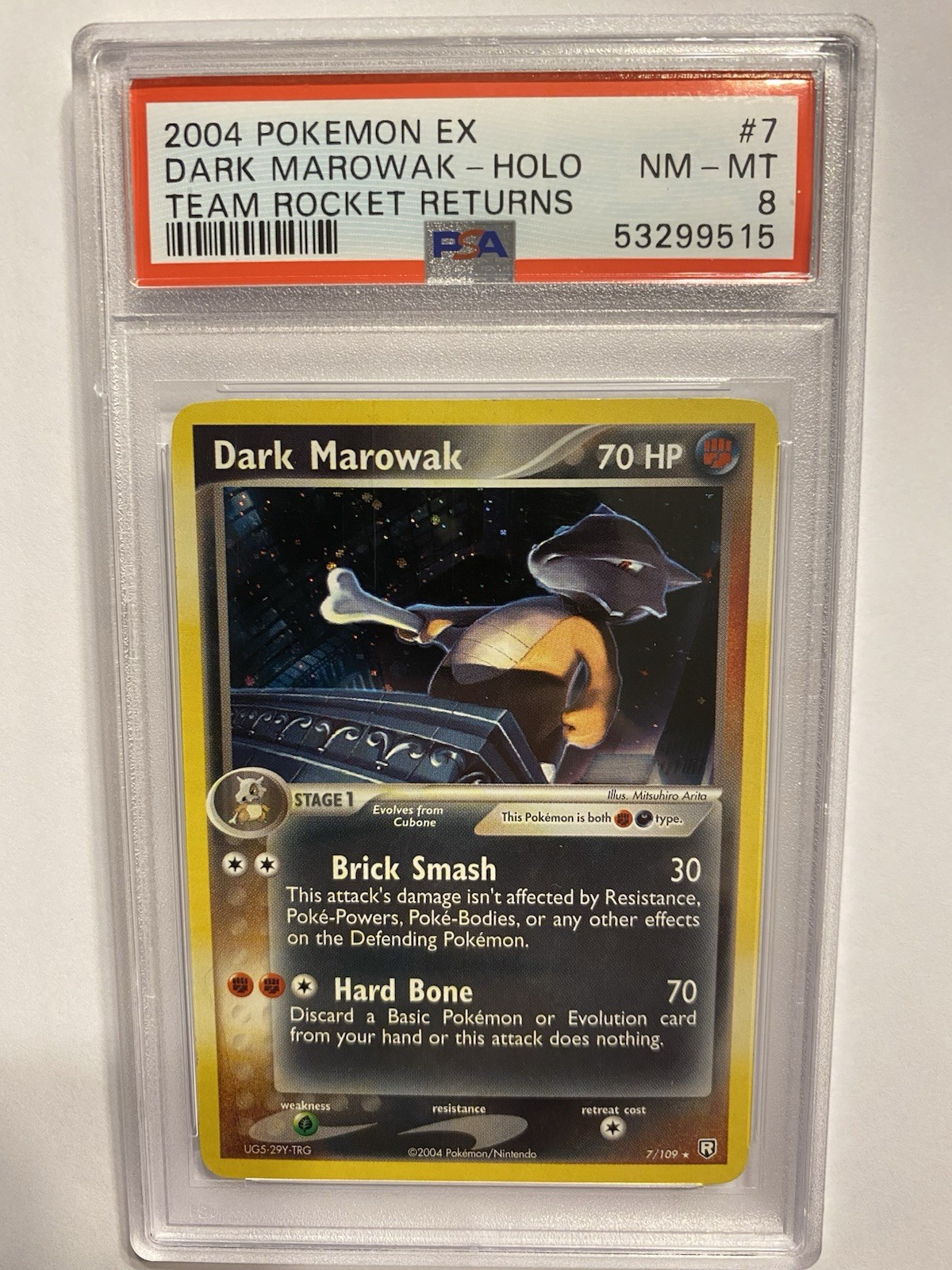 2004 Pokémon EX Dark Marowak Holo Team Rocket Returns 7/109 PSA 8