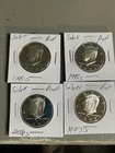 Nice Lot Of 4 Proof 90 % Kennedy Half Dollars.