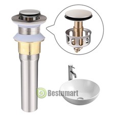 1-1/2" to 1-3/4" Bathroom Pop Up Drain Brass Brushed Nickel for Sink Support