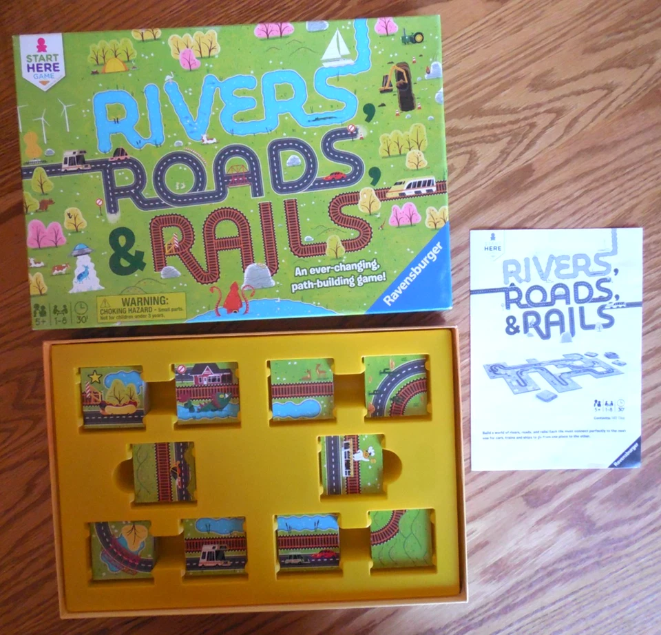 EUC  2019 Ravensburger "Rivers, Roads & Rails" Game for 1-8 Players  Ages 5+ - Image 3 of 4