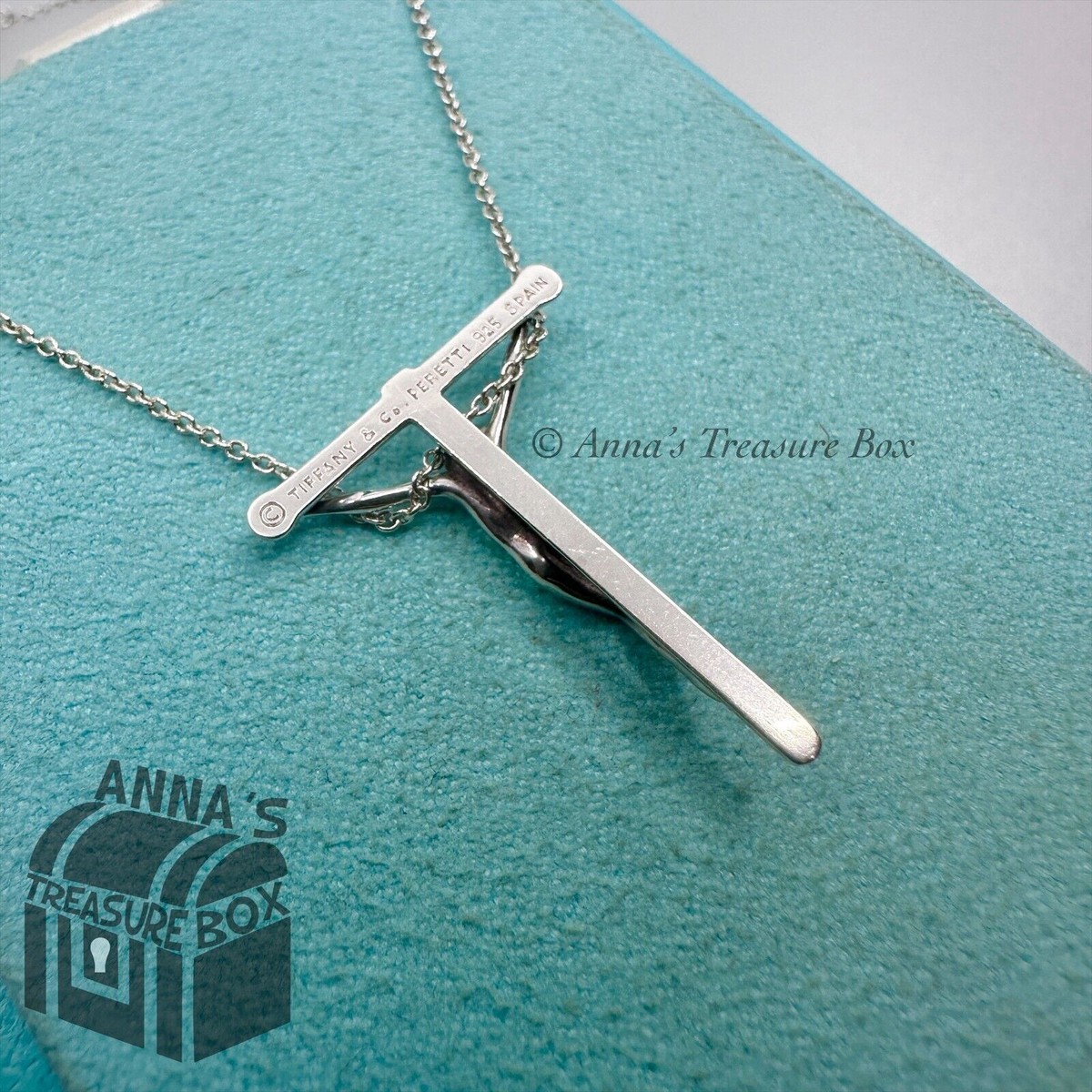 Tiffany & Co. 925 Silver Elsa Peretti 27mm Crucifix Cross 16