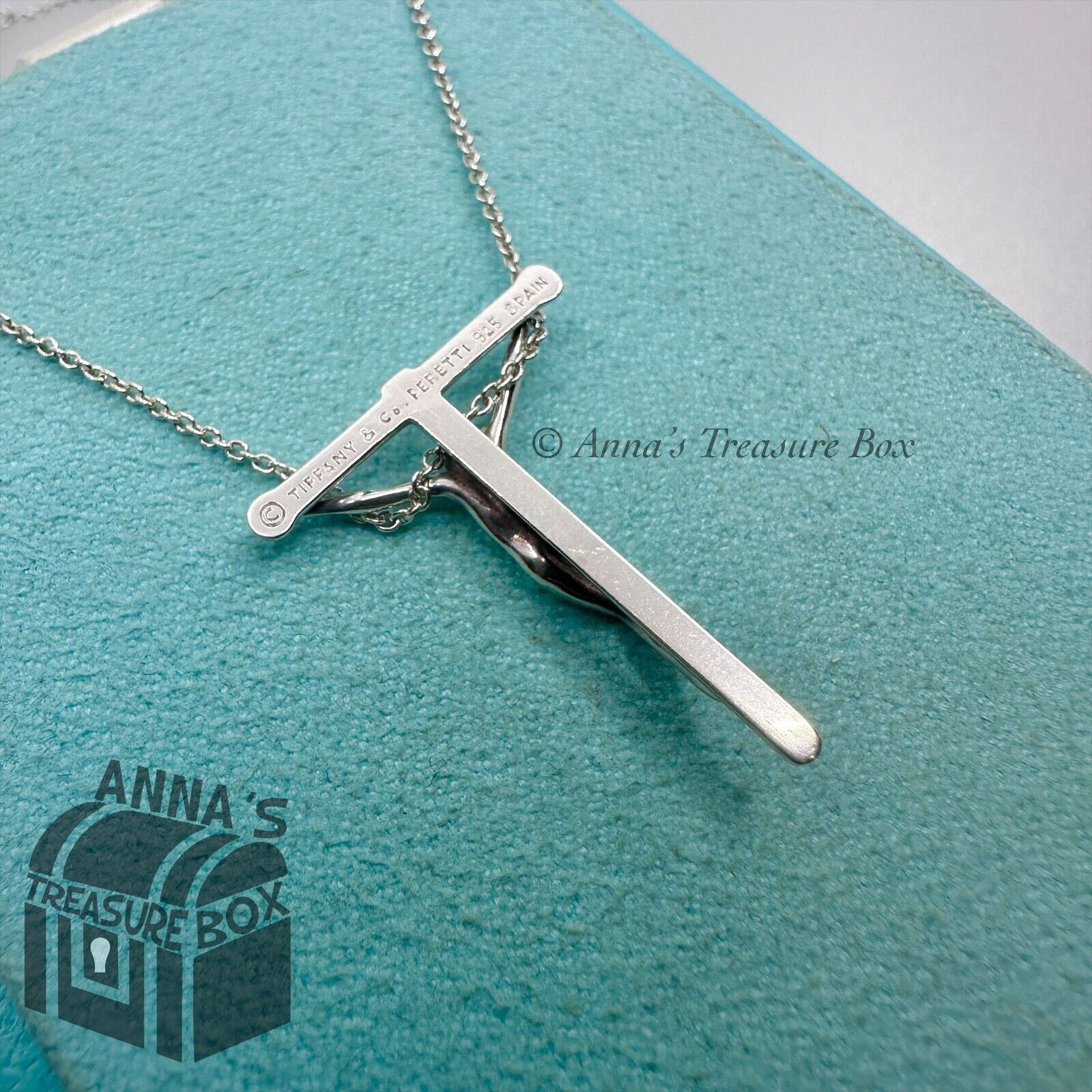 Tiffany & Co. 925 Silver Elsa Peretti 27mm Crucifix Cross 16