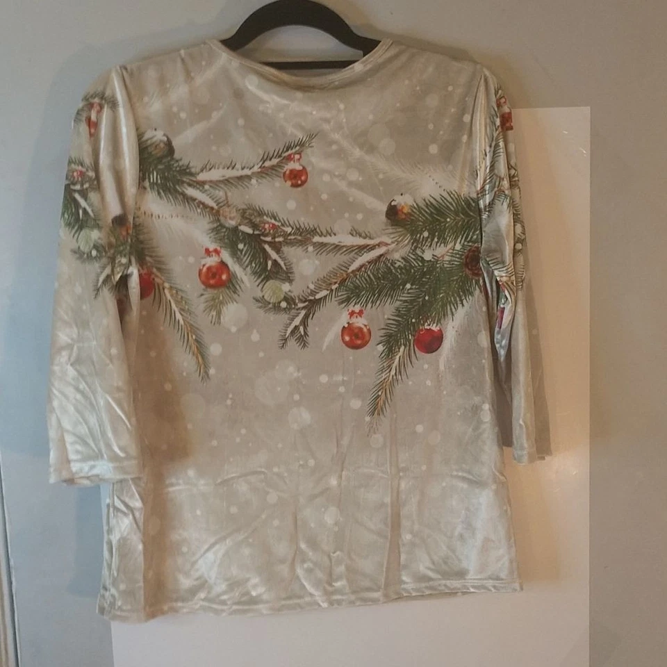 Camisa de Navidad Breckenridge Petites para mujer talla PM suéter festivo Foto 2 de 4