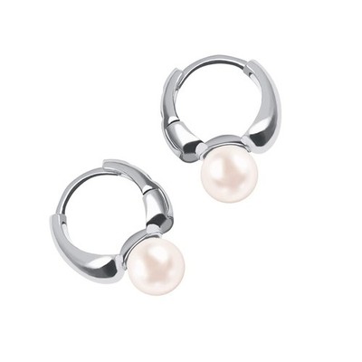 White Pearl Drop Earrings for Women Sterling Silver Small Hoop Earrings with ...