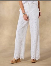 NEW! Sundance Catalog BEACH BEAUTY Eyelet Scalloped Wide Pants White Women’s 4