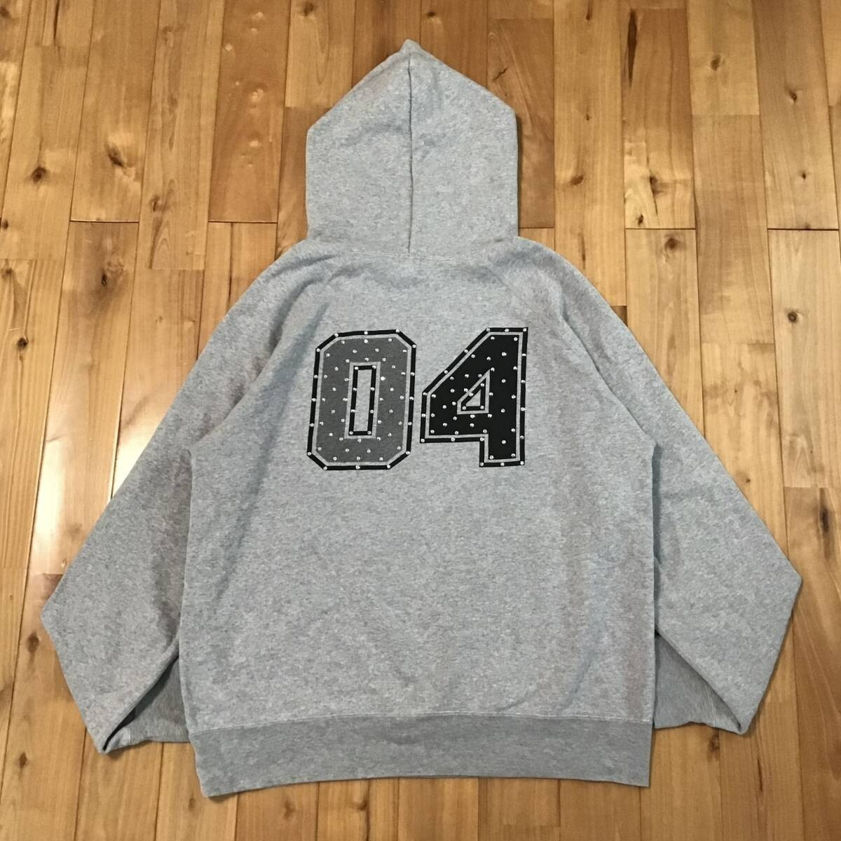 Swarovski BAPE Logo Pullover Hoodie a bathing ape NIGO Gray Size M