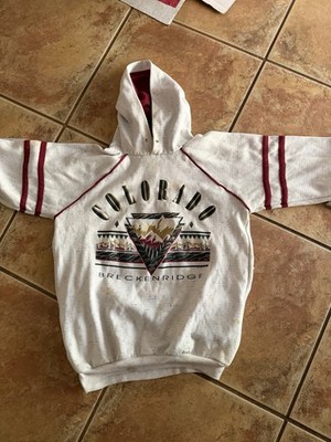 Breckenridge Colorado womens White fleece pullover hoodie Large snow ski resort