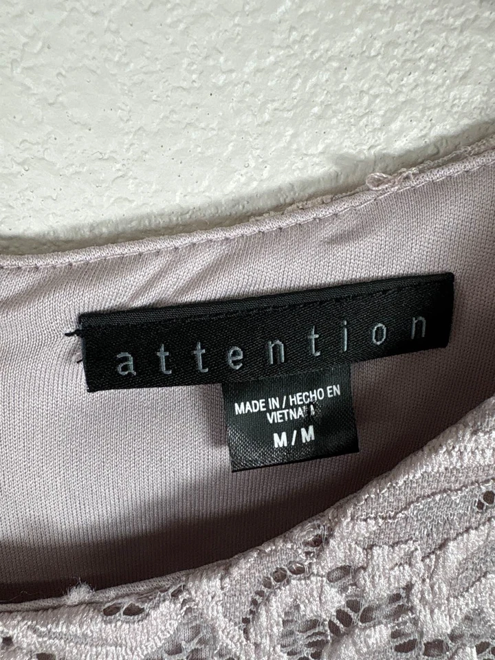 Womens Lace Overlay 3/4 Sleeve Sheath Dress Size L Dusty Lavender M - Image 2 of 4