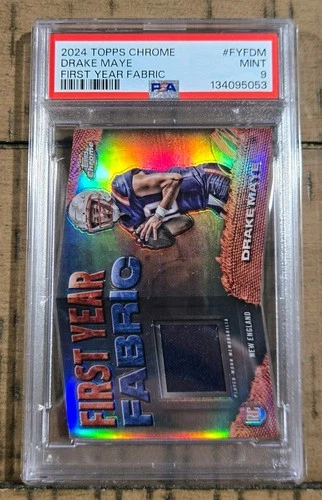 2024 Topps Chrome - First Year Fabric Drake Maye #FYF-DM, PSA 9, RC, Player Worn