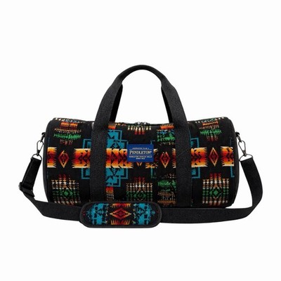 Pendleton Tucson Round Wool Barrel Duffel Black Southwest Gym