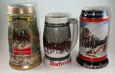 Budweiser Beer Steins Lot Of 3 Vintage Limited Edition 1981,1983,1992 Mugs