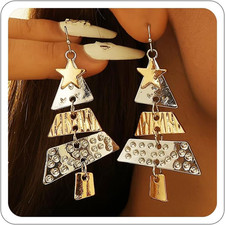 Christmas Earrings for Women Christmas Tree Earrings Bulk Hollow Out Christmas E