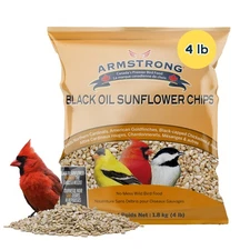 Armstrong Wild Bird Food Black Oil Sunflower Chips for Outdoor Bird Feeder, 4lbs