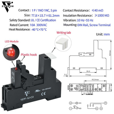 UL Listed Electromagnetic Power Relay 24VAC 12 Amp SPDT with Test Button, Ind...