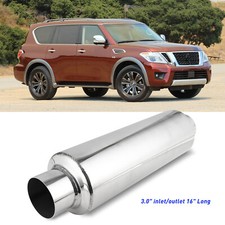 For Nissan Armada 3" Inlet/Outlet Exhaust Resonator Muffler 16" Long Deep Tone