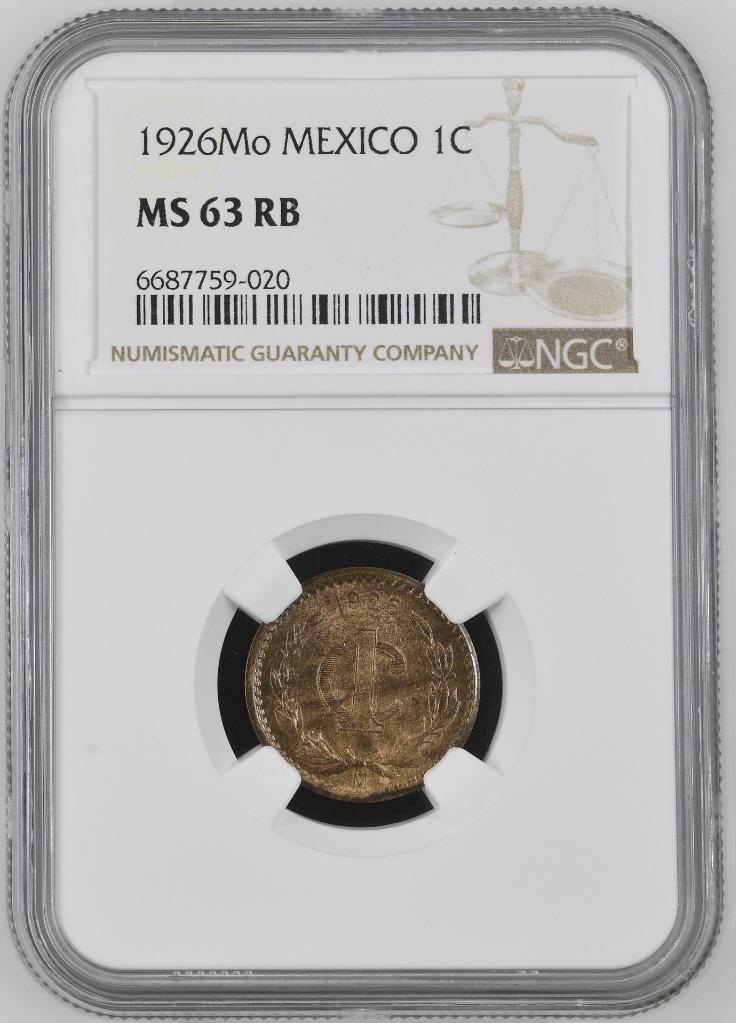Mexico 1 Centavo 1926 Mo NGC MS 63 RB