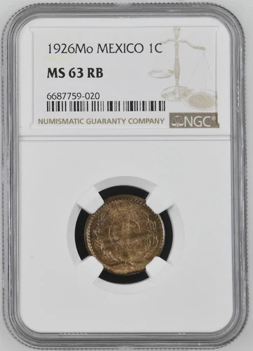 Mexico 1 Centavo 1926 Mo NGC MS 63 RB
