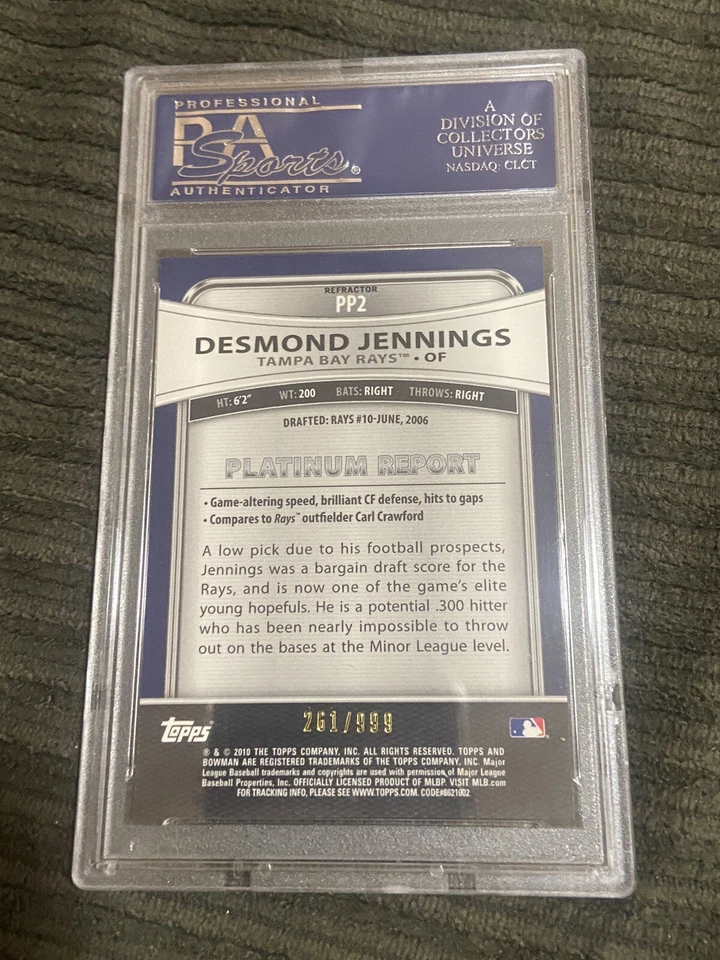 Bowman Platinum Desmond Jennings Prospects 2010 - refractor #PP2 PSA 9 novato Foto 2 de 2