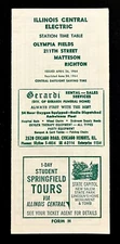 1964 Illinois Central Electric Station Time Tables Vintage Pocket Brochure Ads