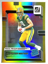 RATED ROOKIE CARD CHRISTIAN WATSON Packers 2022 Donruss GOLD HOLO Card #319