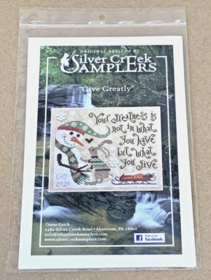 Silver Creek Samplers ''Give Greatly'' Rabbit & Snowman Cross Stitch Pattern NIP