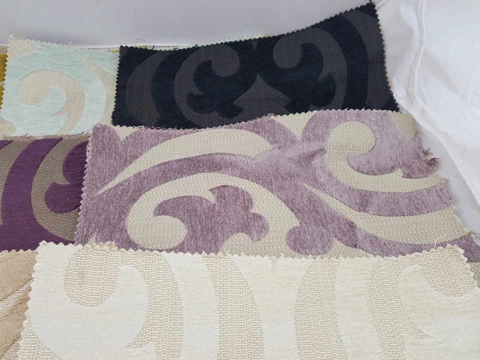 Lot Vivaldi Brocade Woven Velvet Furniture Fabric Samples Geometric Vines - Image 3 of 4