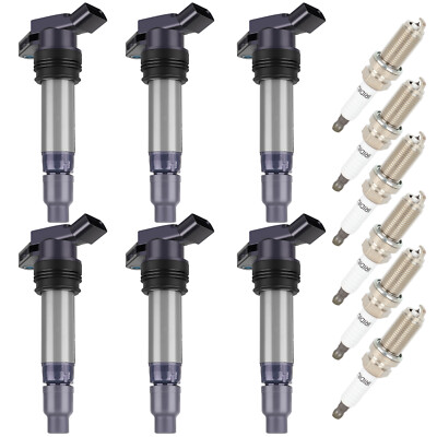 6pc For 3.0L L6 Volvo S60 S80 V70 XC70 3.2L XC90 Ignition Coil Spark Plug