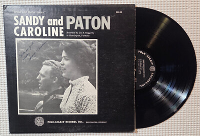 SANDY & CAROLINE PATON Orig '66 FOLK-LEGACY Vermont Folk Booklet Signed Vinyl LP