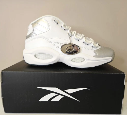 REEBOK Question Mid Anniversary GX8563 White Silver Shoes Iverson Men's Sz 11.5
