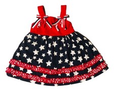 Blueberi Boulevard Dress Baby Girls 18 mo Red Blue USA Flag 4th Of July