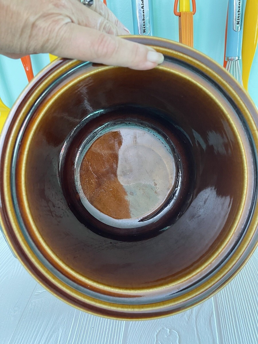Vintage 70s Orange Stoneware Crock Pot Slow Cooker Crockery Kettle