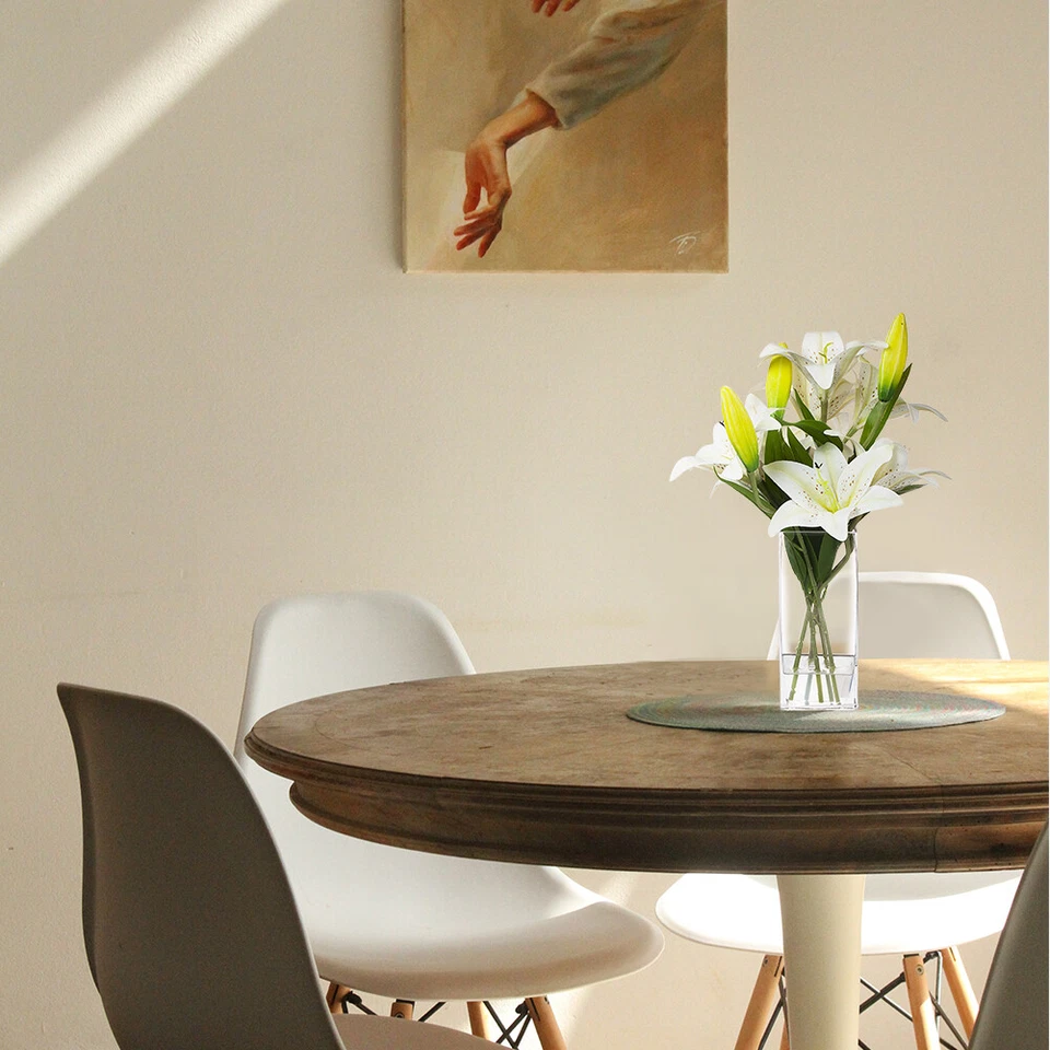 人造真实触摸老虎百合花透明玻璃花瓶带人造水 — 第 4/4 张图片