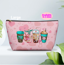 NEW Makeup Bag Gift for Nurse Pink Coffee Nurse Multi Use Pouch Accessory Pouch