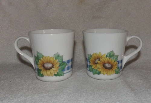 2 Corelle Corning Sunflower Coffee Cups Mugs Discontinued HTF