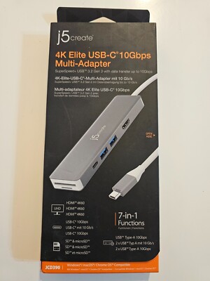 7-in-1 Slim High Performance USB-C Hub, 4K60 HDMI, 10Gbps USB-C Anschluss, 2 x 1