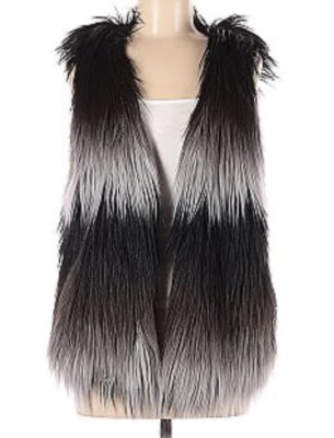 Tart Collections Women's Faux Fur Vest Size Black Grey White - Main Image