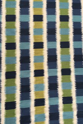 KNOLL LUXE Ikat Square Cossonas indigo green blue cotton nylon outdoor new