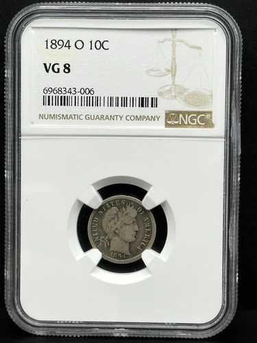 1894-O - 10 C BARBER DIME VG CONDITION Nice Piece.
