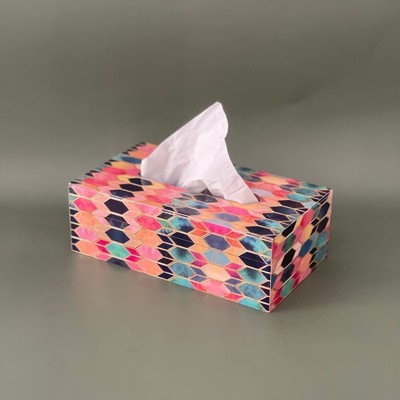 Wooden Printed Napkin Holder Multi Bloom For Home Decor