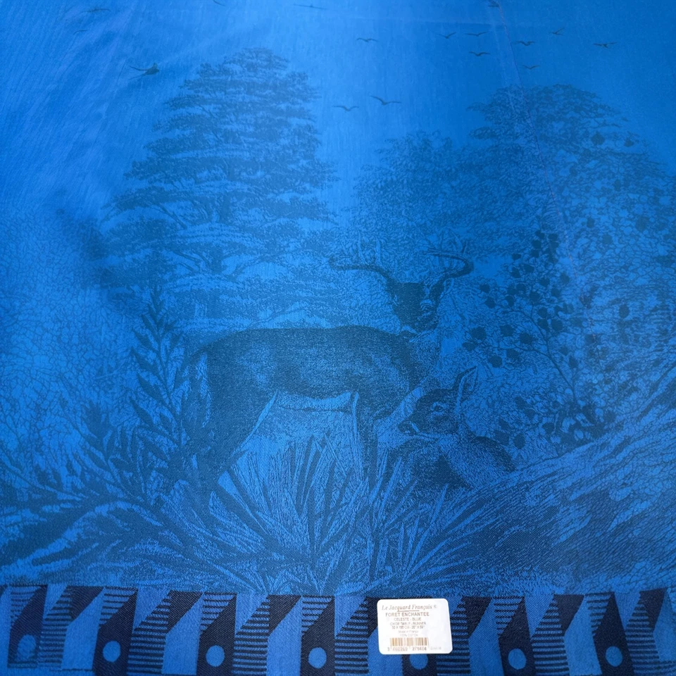 Le Jacquard Francais Runner Forest Enchantee Celeste Blue Cotton 20 X 59 NWT - Image 3 of 4