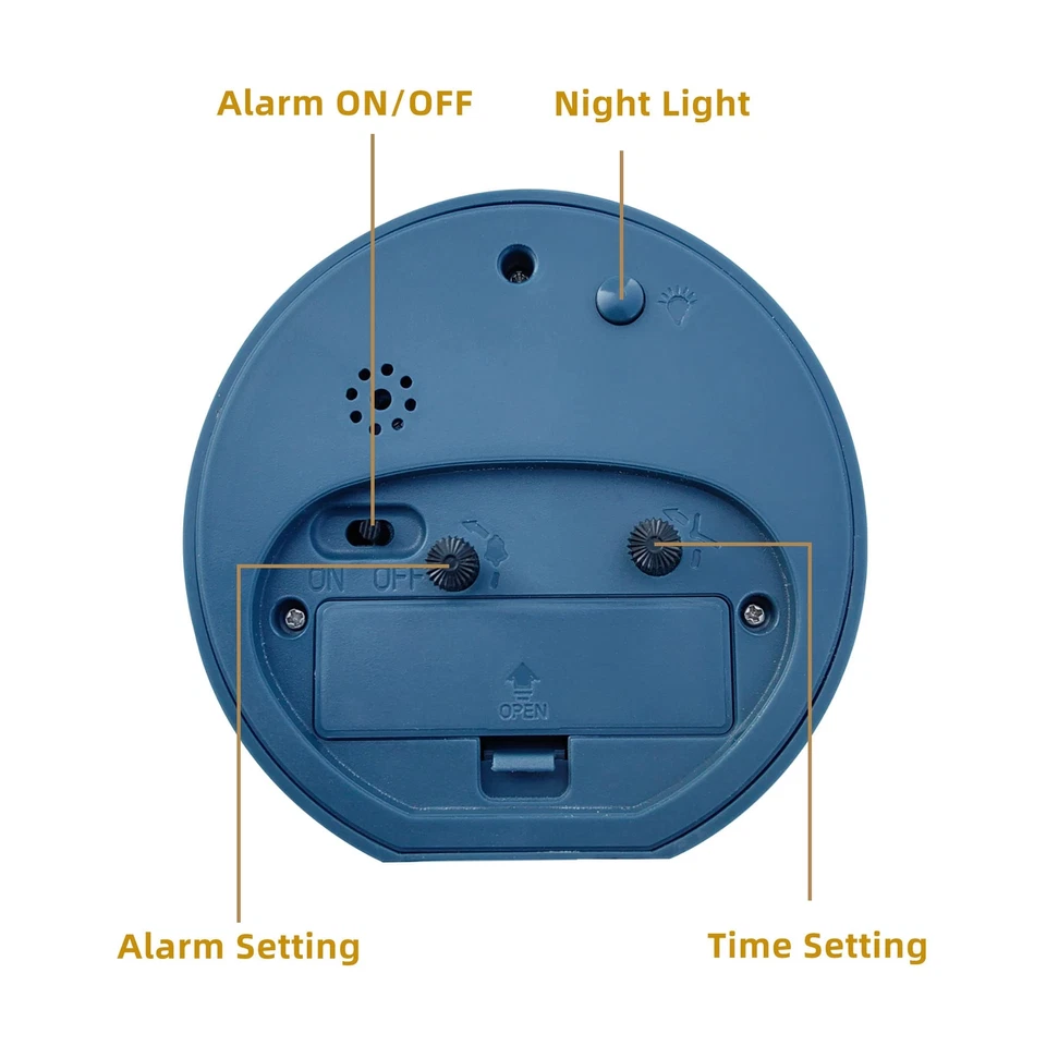 Alarm Clock with Backlight 4.5 Inches Cute Analog Round Digital Quartz Clock ... - Image 3 of 4