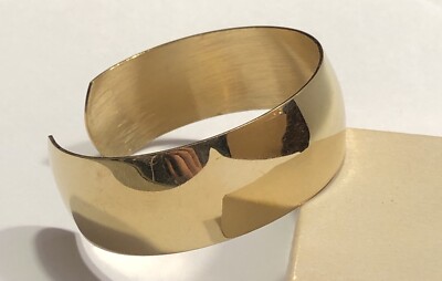 Vintage Signed Anson Gold Tone Blank Cuff Bracelet 3/4  Wide Style Engraveable